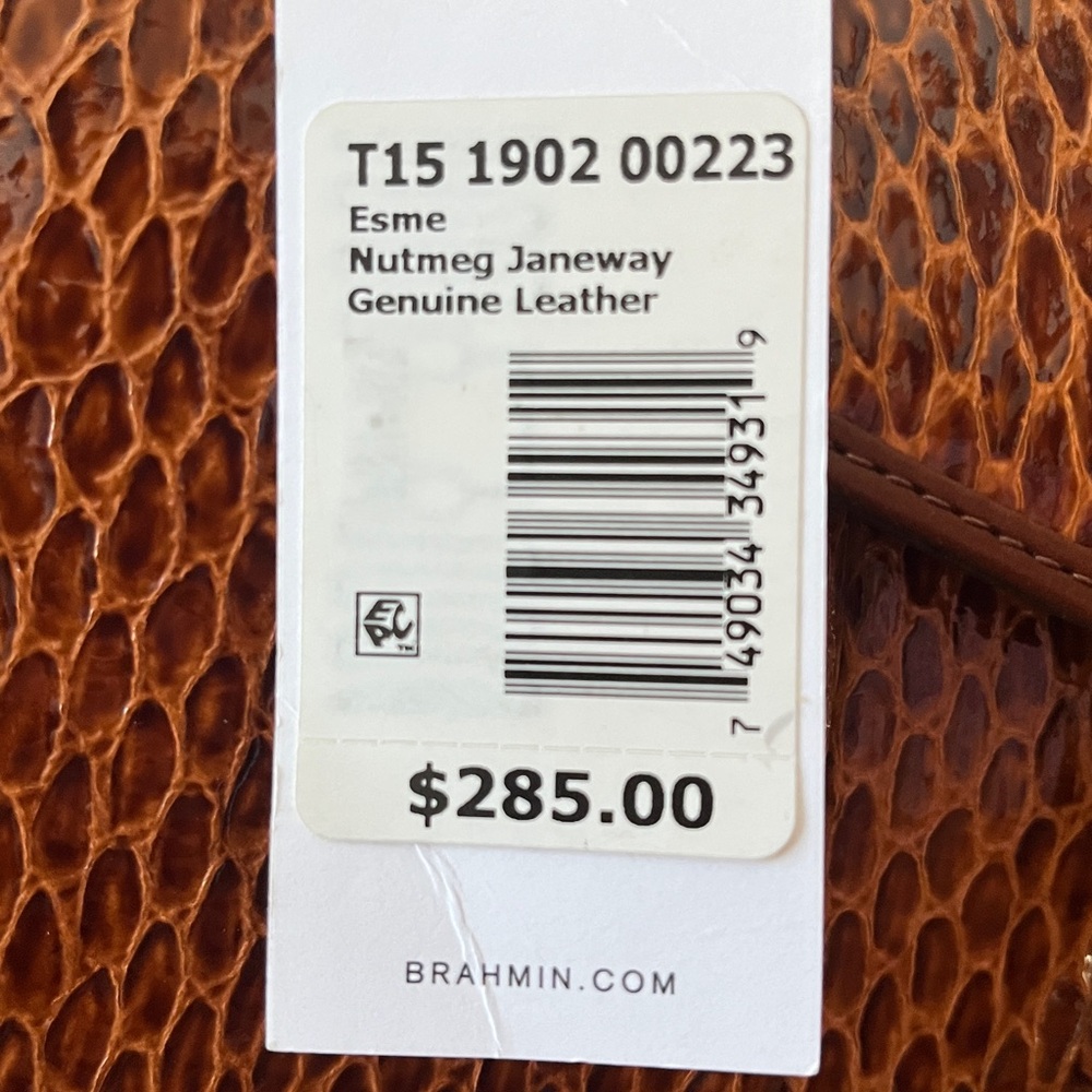 Brahmin Esme Nutmeg Janeway Snakeskin Embossed Shoulder Bag - Picture 14 of 16